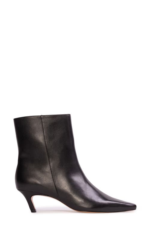 Black Suede Studio Avenue 50 Pointed Toe Kitten Heel Bootie In Black Nappa Leather
