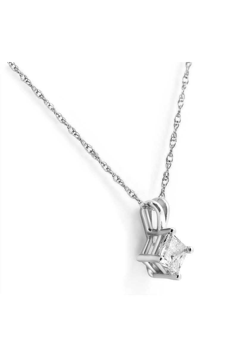 Bliss Diamond 1Ct Princess Cut Diamond Solitaire Pendant 14k Gold Necklace Lab Grown, Alternate, color, 14K White Gold