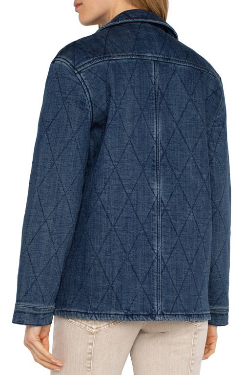 Shop Liverpool Los Angeles Notched Collar Quilted Denim Jacket In Redlands