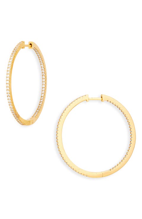Pavé Sterling Silver Hoop Earrings
