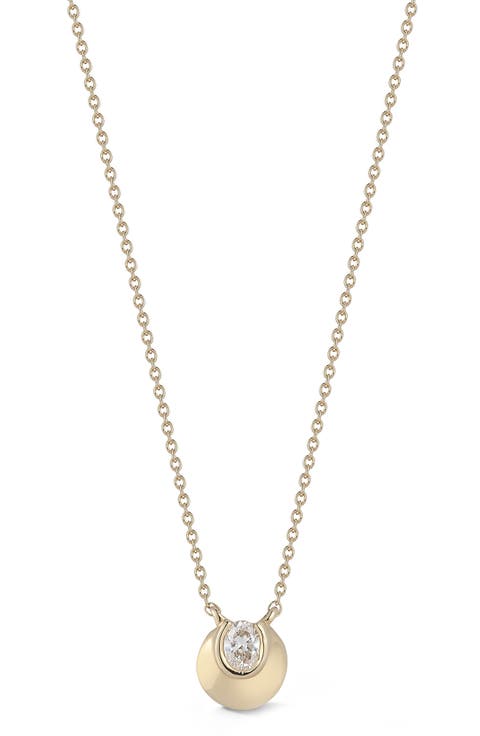 Mikaela Estelle Diamond Oval Pendant Necklace