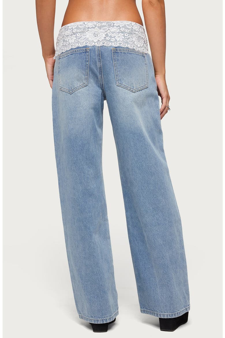 Lace Foldover Low Rise Baggy Pants, Alternate, color, BLUE-VINTAGE-WASHED