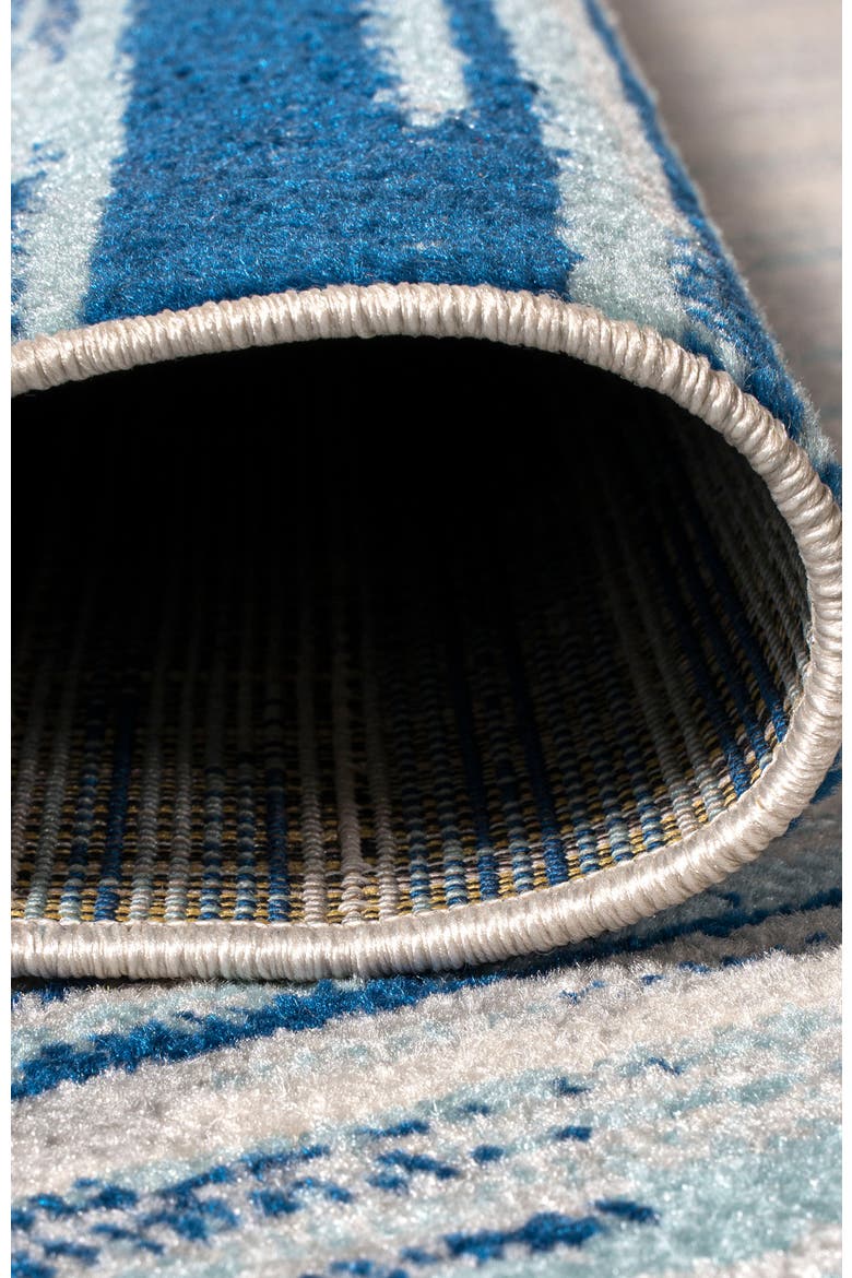 Linear Modern Half-Stripe Area Rug, Alternate, color, Blue/Cream