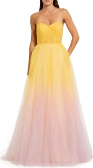 Mac Duggal Strapless Sweetheart Ombre Tulle Ballgown