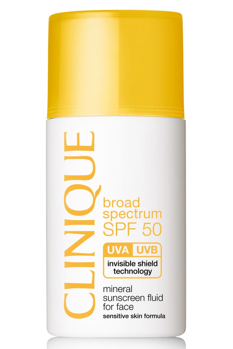 Broad Spectrum SPF 50 Mineral Sunscreen Fluid for Face, Main, color, NO COLOR