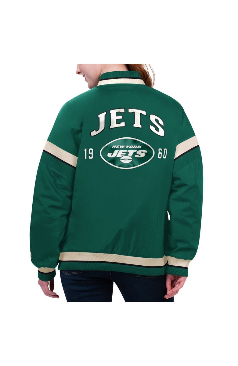 STARTER Women's Starter Green New York Jets Tournament Full-Snap Varsity Jacket, Alternate, color, Green