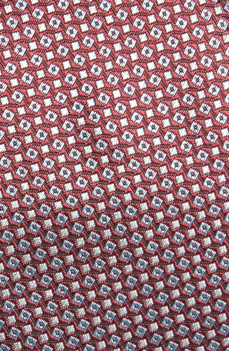 BOSS Geometric Silk Blend Jacquard Tie, Alternate, color, Bright Red