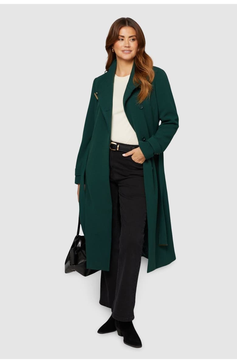 Wallis Double Crepe Wrap Belted Coat, Main, color, Green