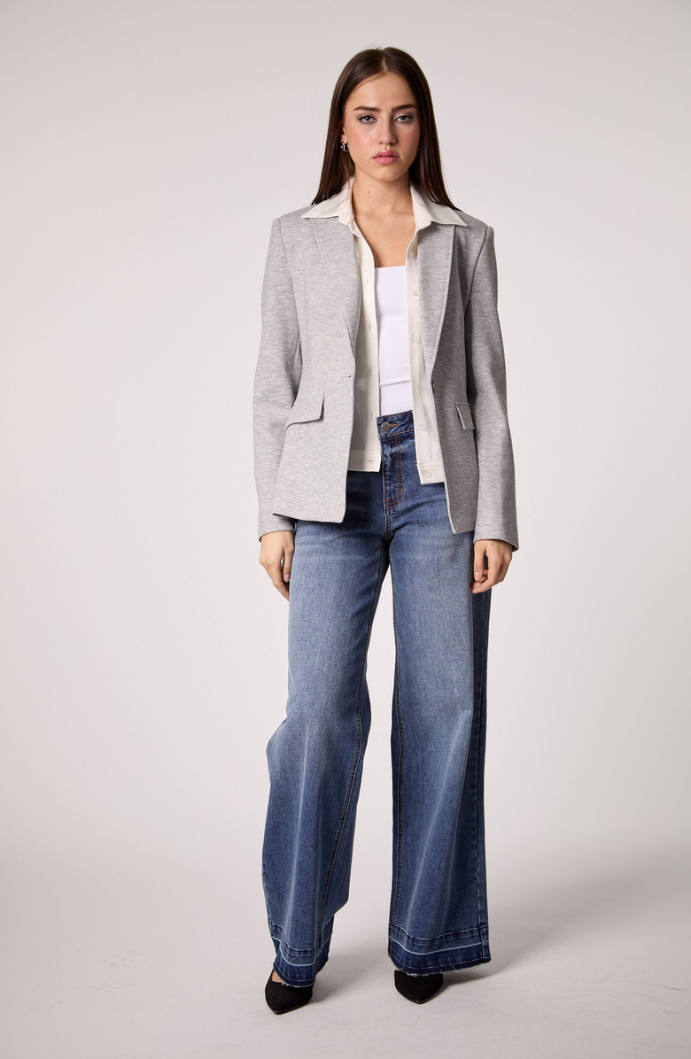 BLUE REVIVAL Helen Blazer in Heather Cement With Removable Shirt Insert, Alternate, color, Heather Cement