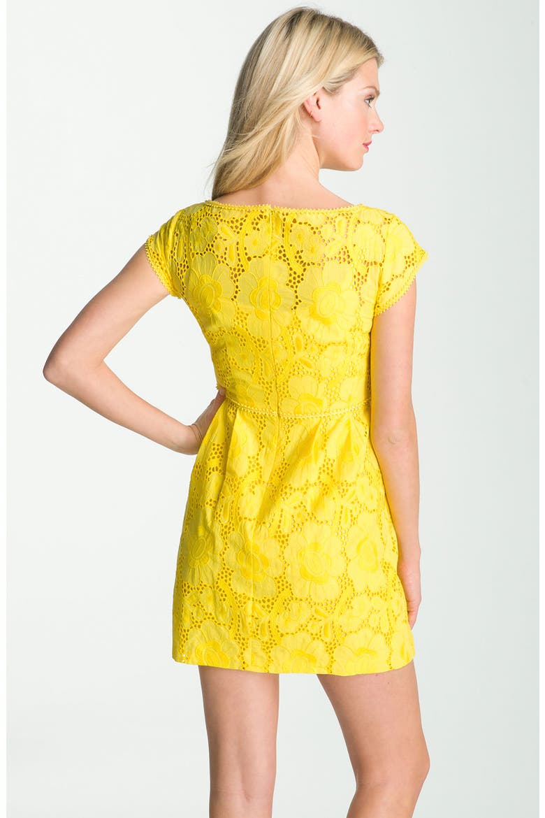 'Vamos' Floral Eyelet Dress, Alternate, color, SUNFLOWER