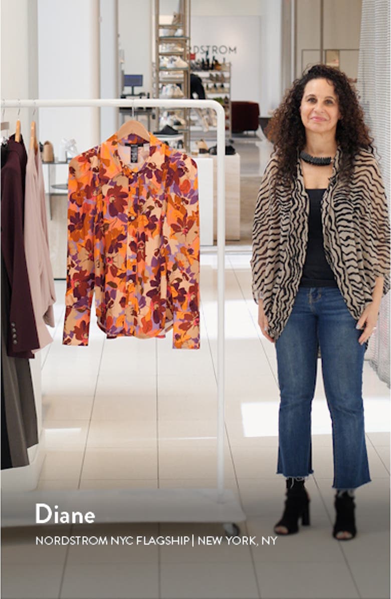 Floral Satin Button-Up Shirt, sales video thumbnail