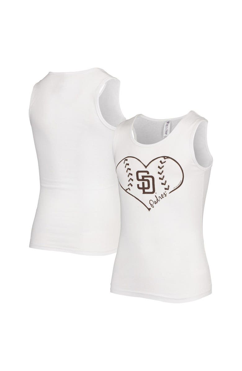 SOFT AS A GRAPE Girls Youth Soft as a Grape White San Diego Padres Team Tank Top, Main, color, White