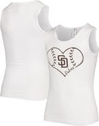 SOFT AS A GRAPE Girls Youth Soft as a Grape White San Diego Padres Team Tank Top