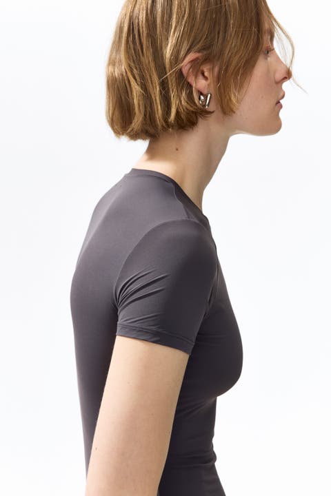 Short-sleeved microfiber bodysuit