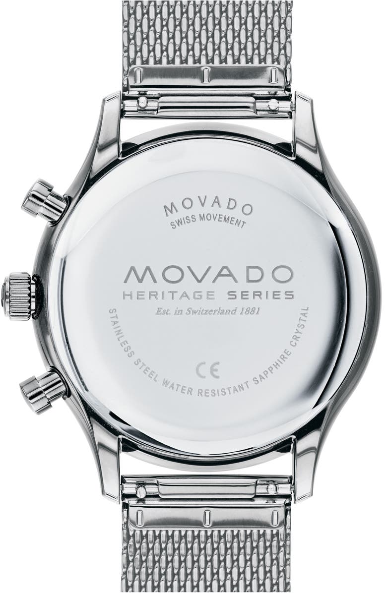 Movado Heritage Calendoplan Chronograph Bracelet Watch, 43mm, Alternate, color, 