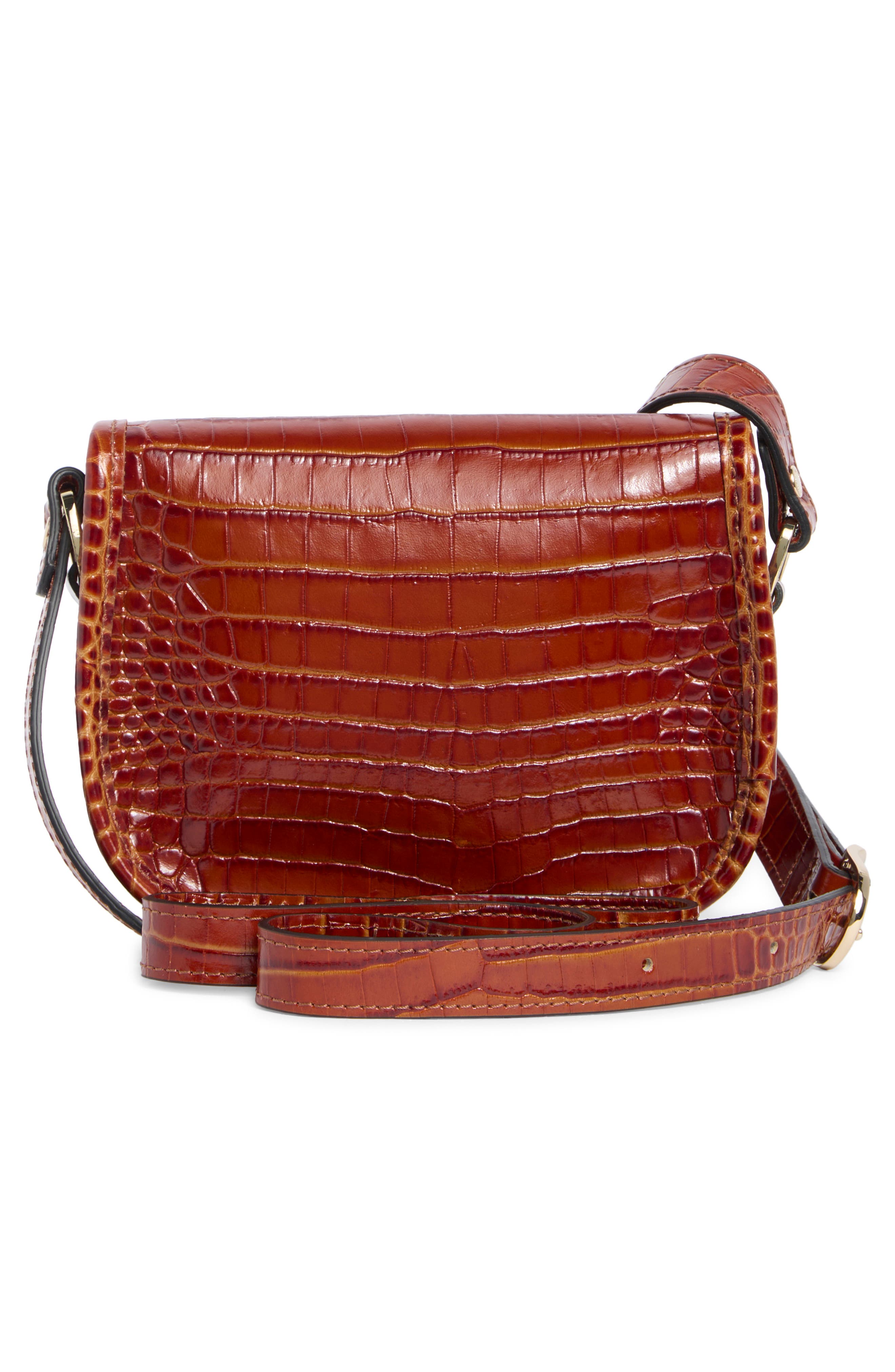 Longchamp 1980 Croc Embossed Small Flap Crossbody Bag, Alternate, color, Natural