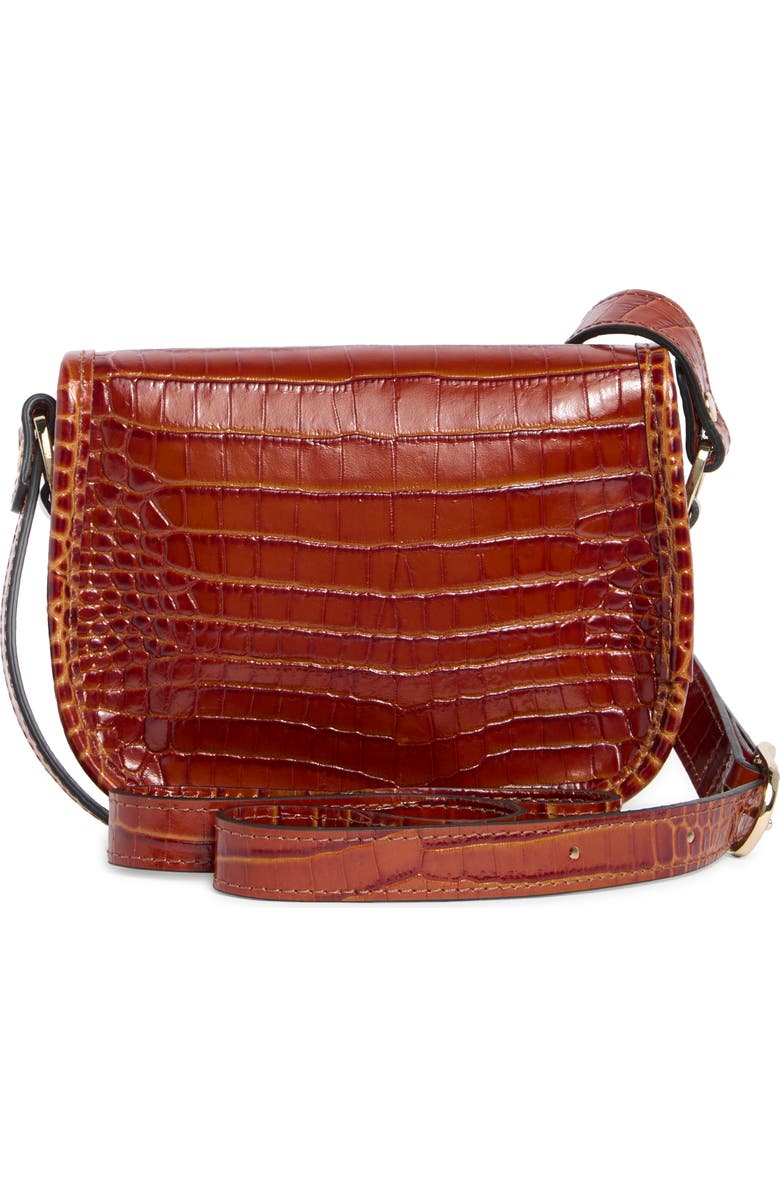 Longchamp 1980 Croc Embossed Small Flap Crossbody Bag, Alternate, color, Natural