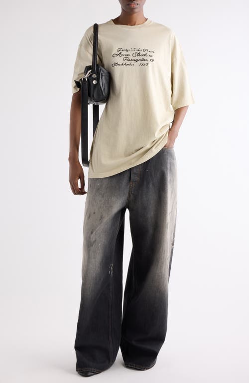 Acne Studios Graphic Print Cotton T-shirt With Short Sleeves In Gold