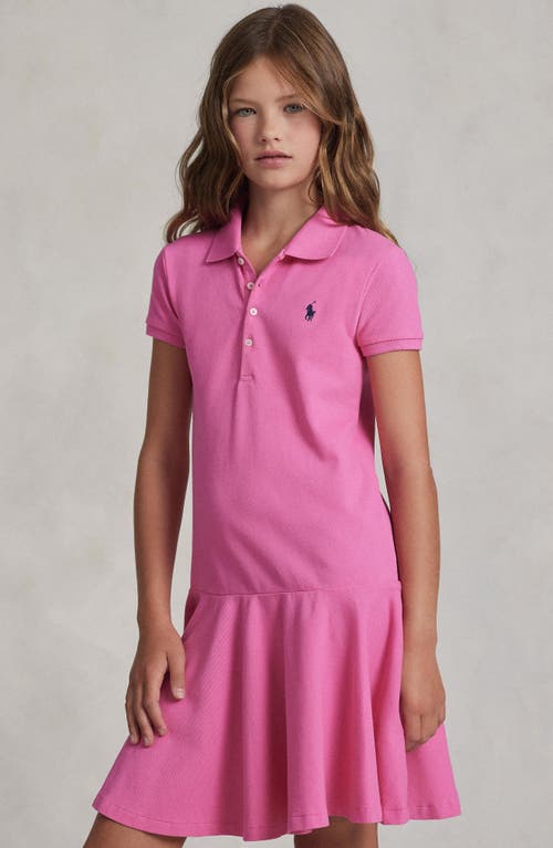 Polo Ralph Lauren Kids' Stretch Cotton Mesh Polo Dress In Pink