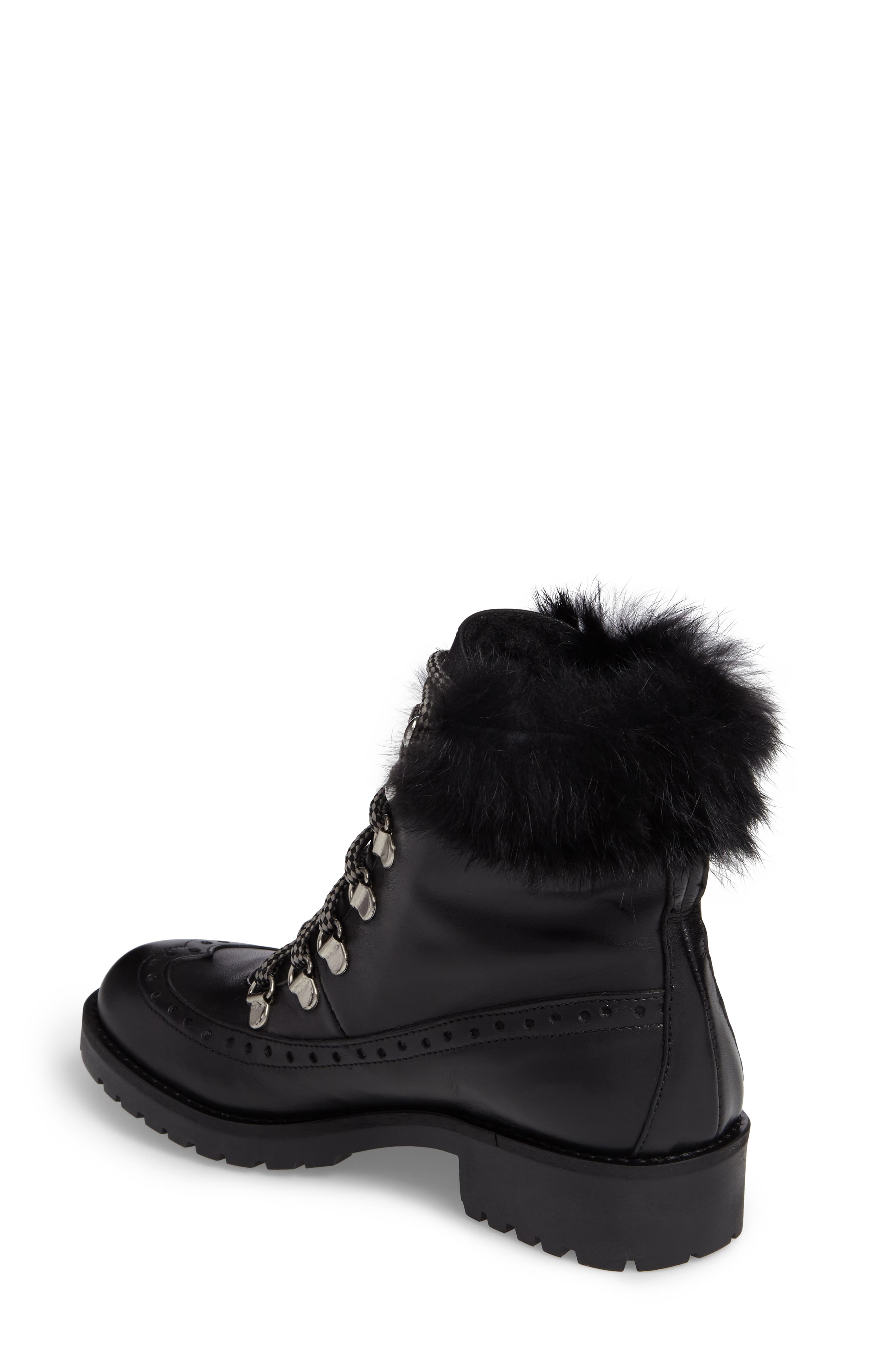 Charles David Rugby Genuine Rabbit Fur Lace-Up Boot, Alternate, color, 