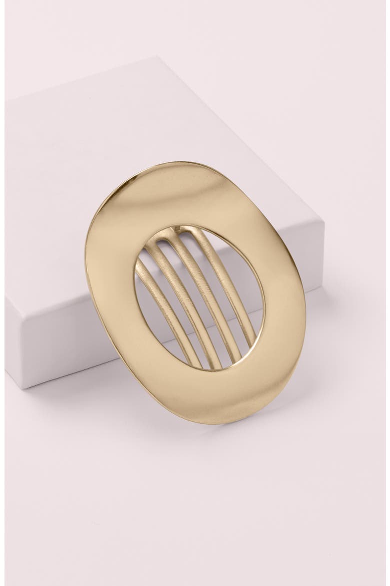 Gilded Oval Hair Clip, Alternate, color, NO COLOR