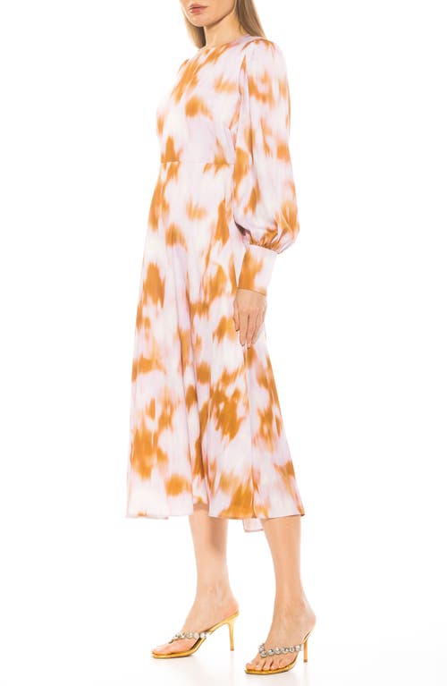 Alexia Admor Sophie Long Sleeve Fit & Flare Maxi Dress In Lilac Multi