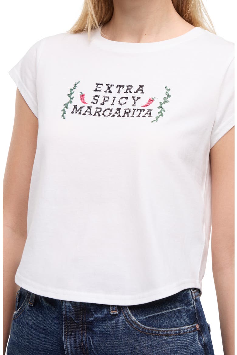 Lina Extra Spicy Embroidered T-Shirt, Alternate, color, SNOW WHITE