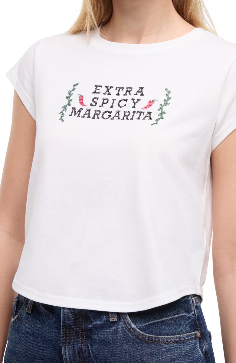 Wildfox Lina Extra Spicy Embroidered T-Shirt, Alternate, color, Snow White