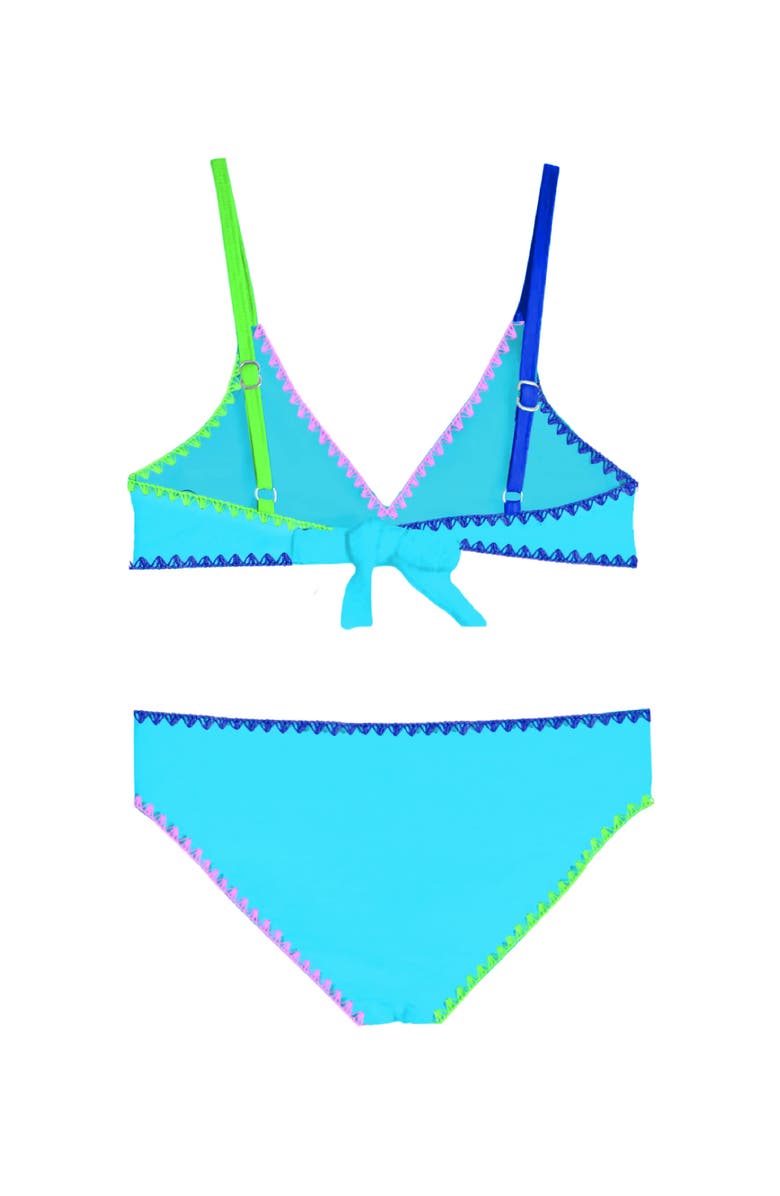 Limeapple Textured Bikini with Embroidered Trim Swimsuit, Alternate, color, Blue