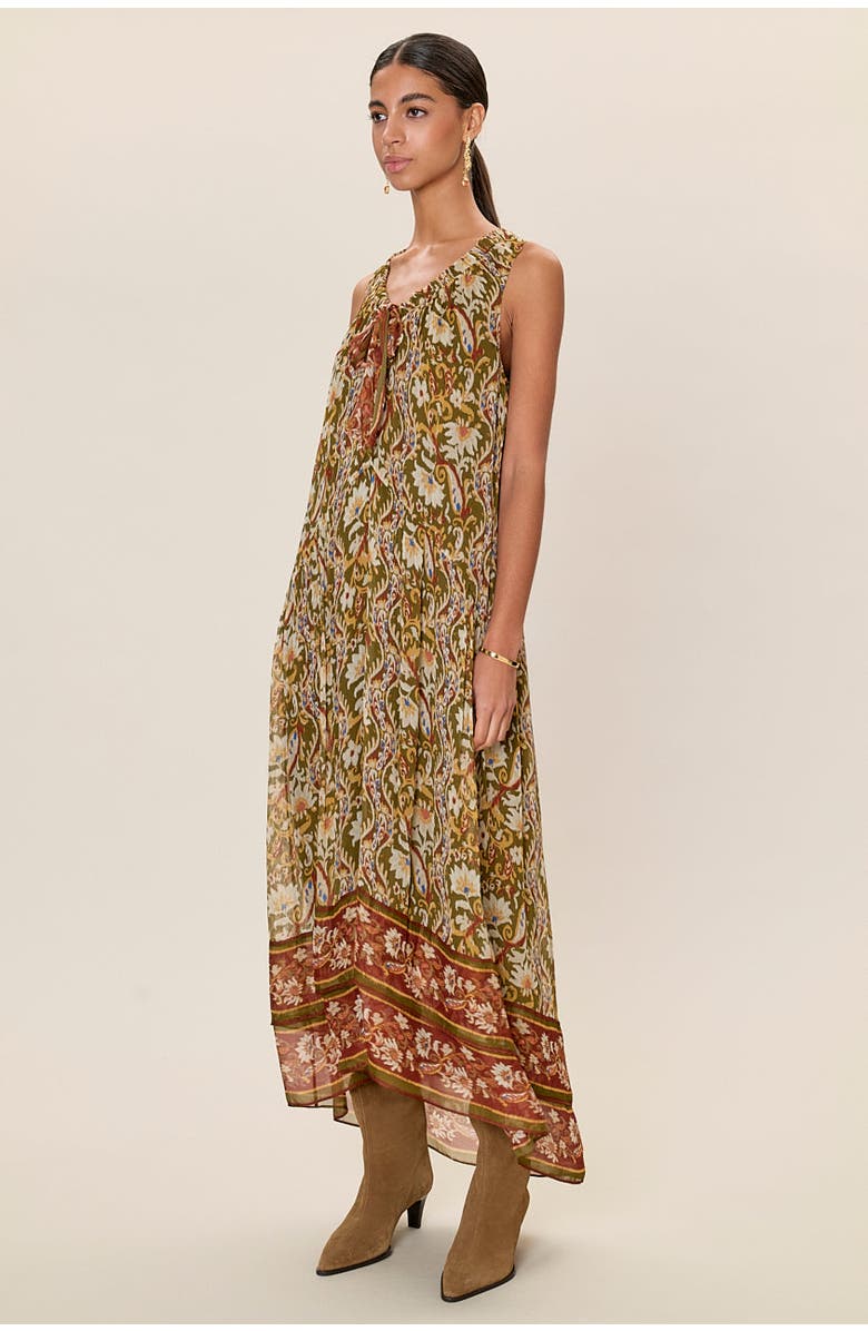 Rebecca Taylor Isha Printed Dress, Alternate, color, Pesto Combo