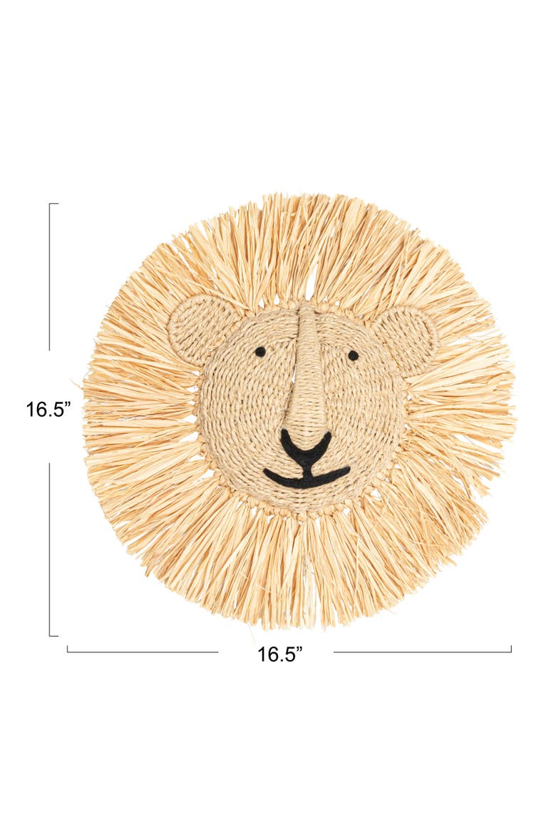 Savannah King Raffia Lion Wall Art, Natural, Alternate, color, Natural