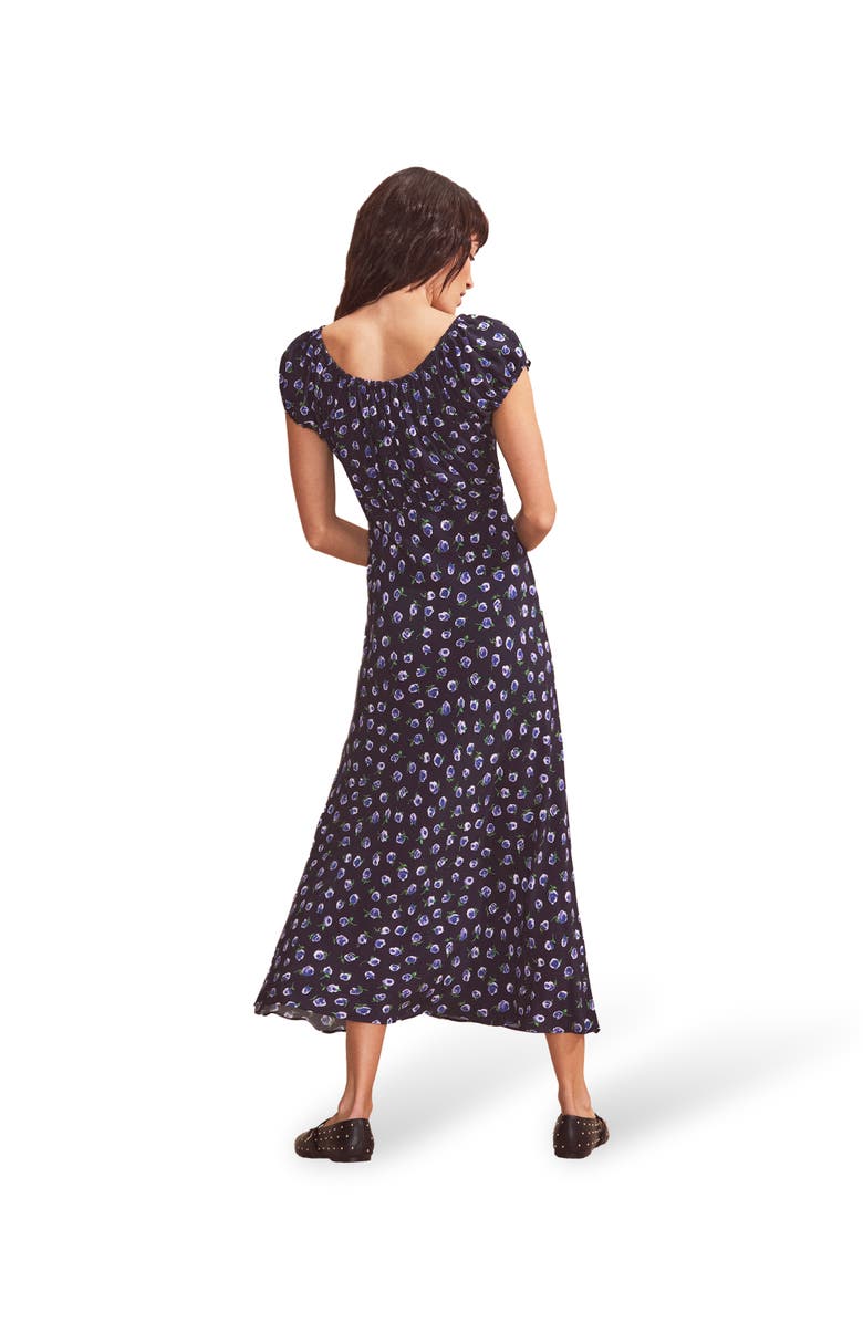 Ro&Zo Gathered Neckline Midi Dress, Alternate, color, Navy