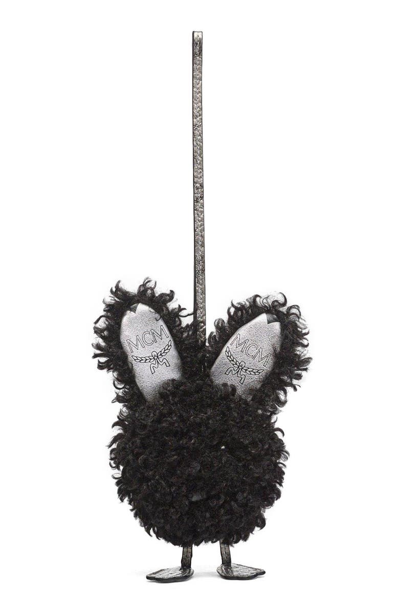 MCM Aren Rabbit Charm in Faux Fur, Main, color, 