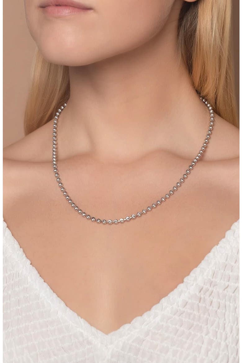 Sterling Silver Moon Ball Chain Necklace, Alternate, color, SILVER