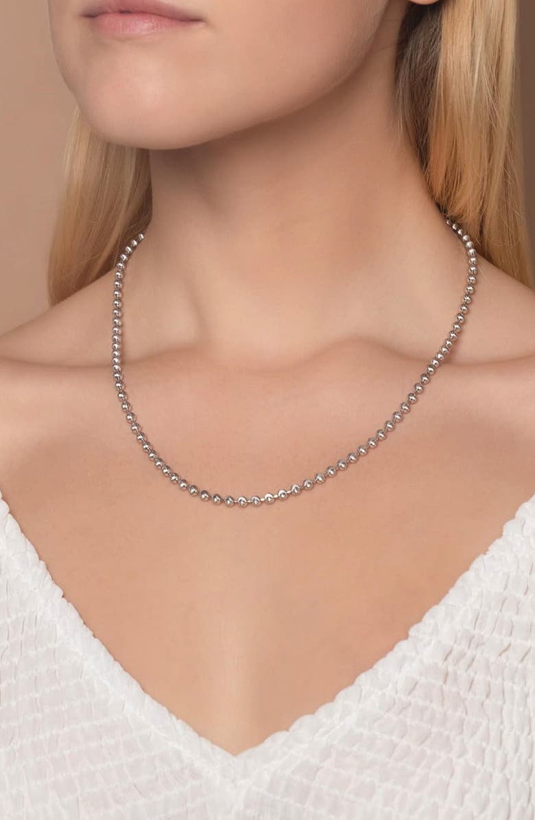 BEST SILVER Sterling Silver Moon Ball Chain Necklace, Alternate, color, Silver