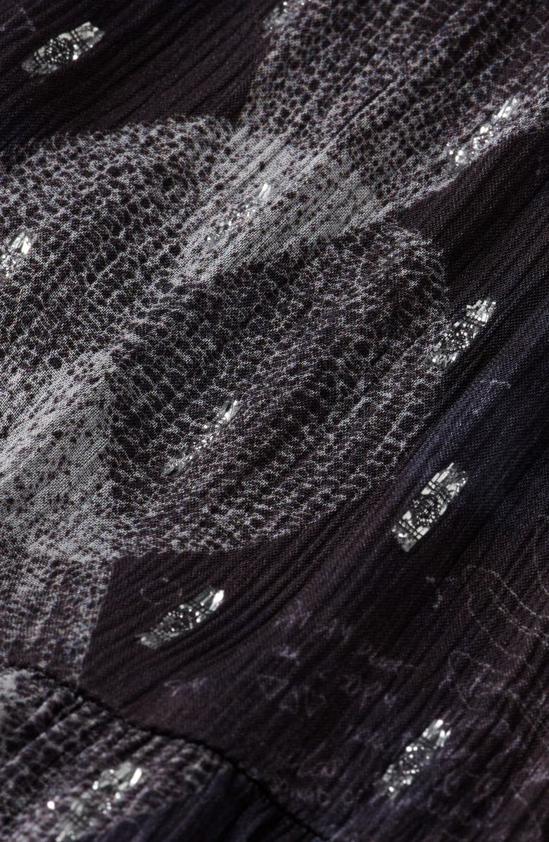 Scotch & Soda Cap Sleeve Tiered Chiffon Maxi Dress, Alternate, color, Black Mountain