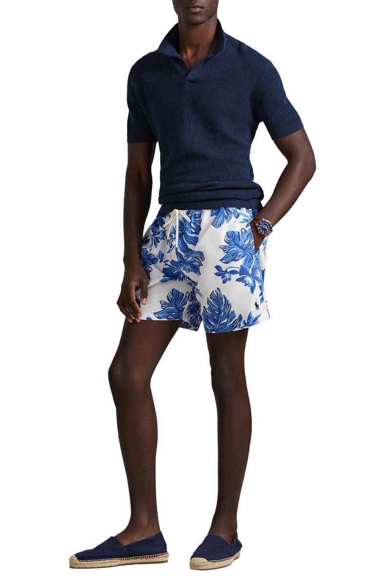 Polo Ralph Lauren Traveler Classic Swim Trunks, Alternate, color, White Tropical