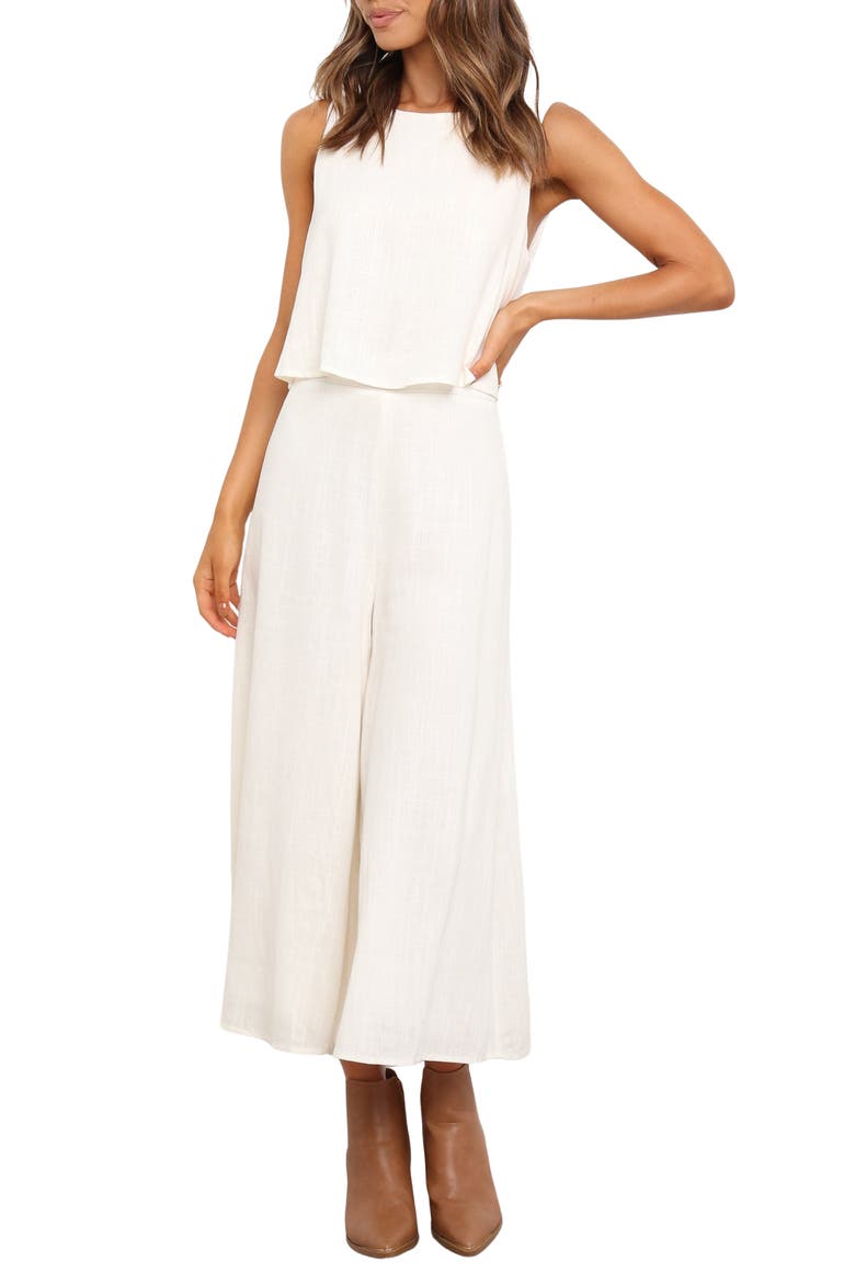 Sleeveless Popover Wide Leg Jumpsuit, Main, color, WHITE