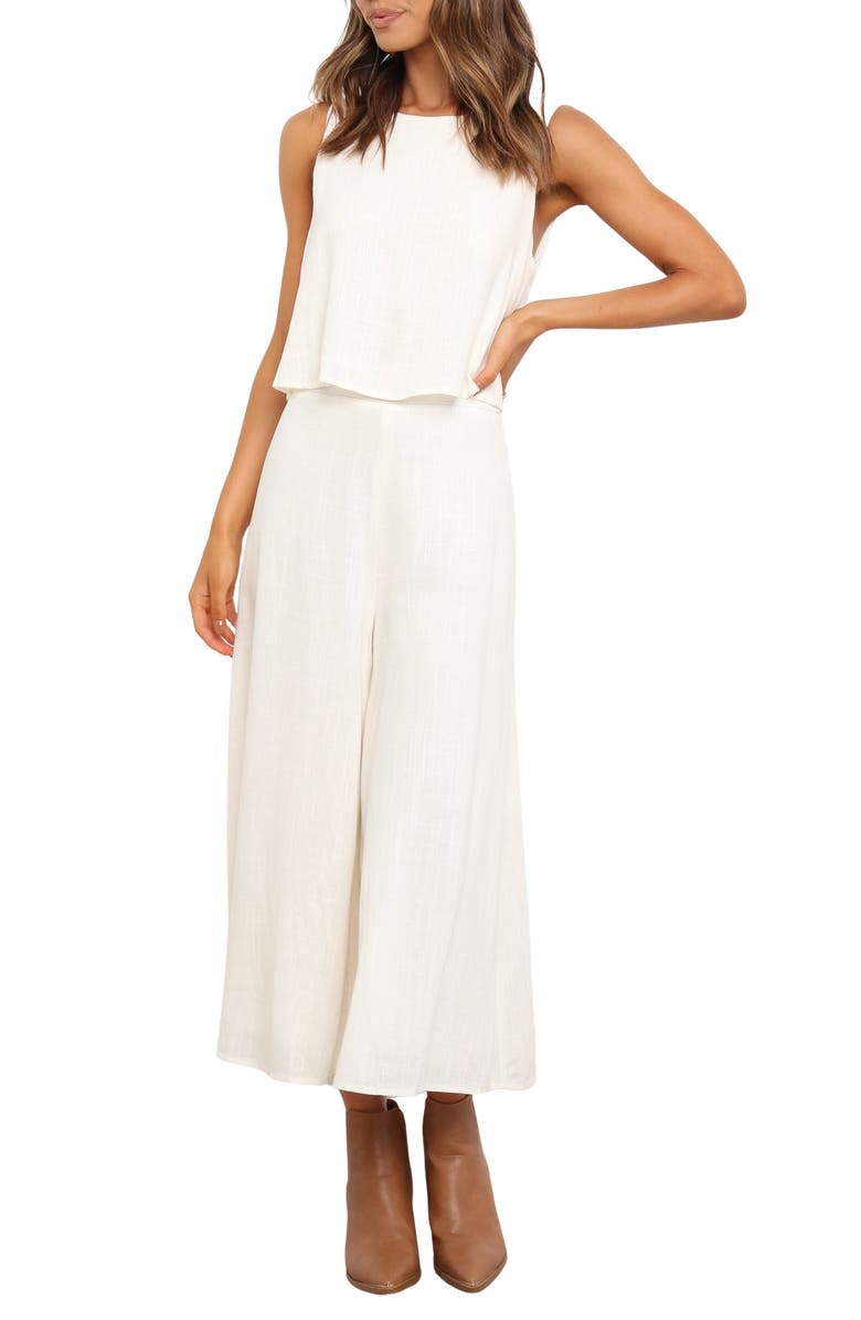 Petal & Pup Sleeveless Popover Wide Leg Jumpsuit, Main, color, White