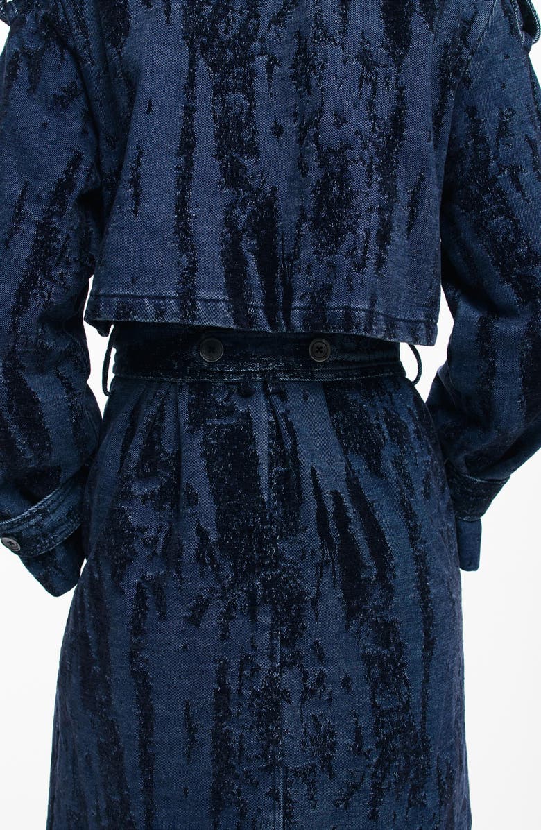 Desigual Dégradé Denim Trench Coat, Alternate, color, Dark Blue