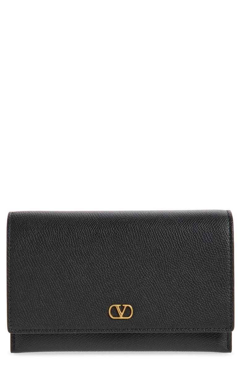 Valentino Garavani VLOGO Signature Leather Wallet on a Chain, Main, color, Nero