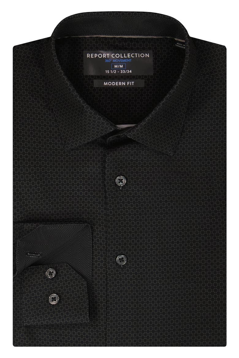 Slim Fit 4-Way Stretch Button Up Shirt, Alternate, color, BLACK