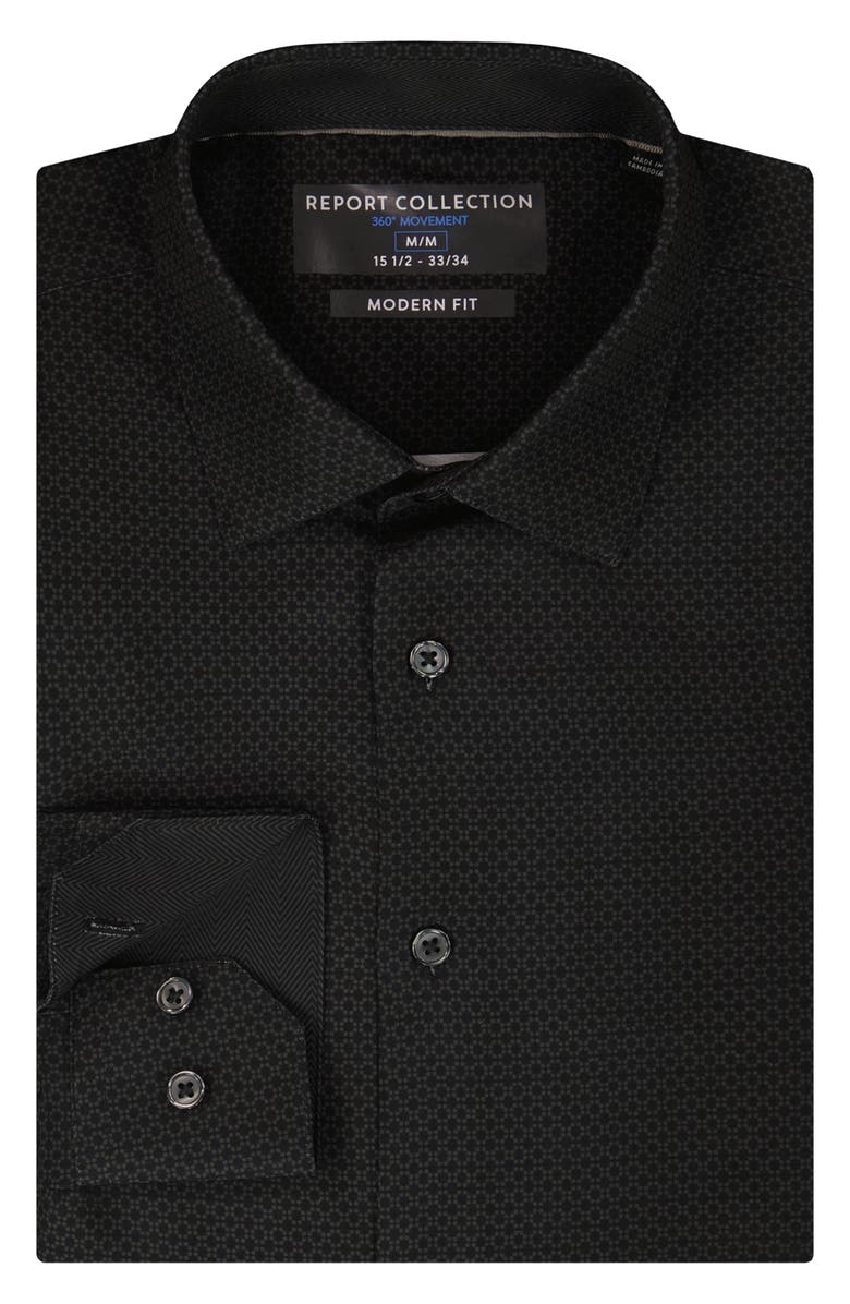 Report Collection Slim Fit 4-Way Stretch Button Up Shirt, Alternate, color, Black
