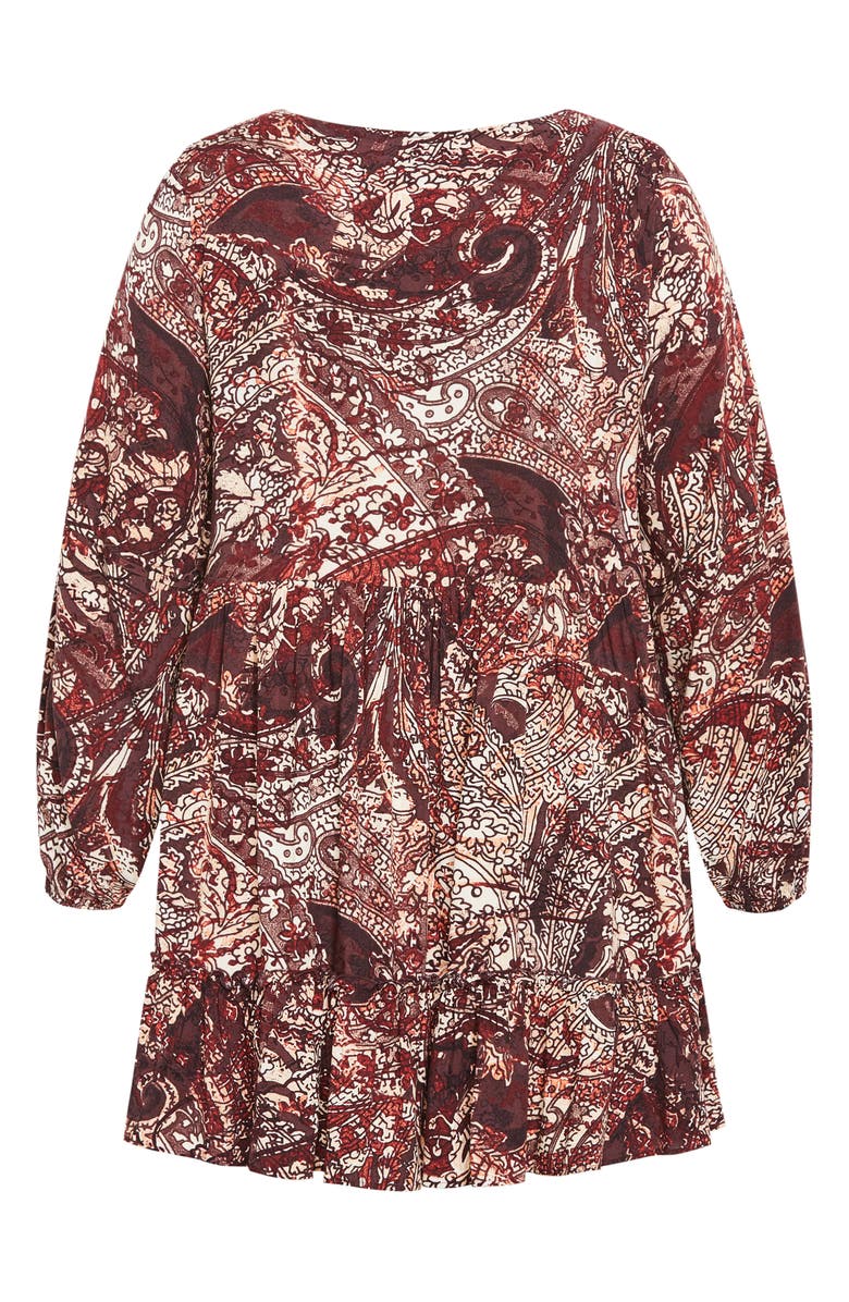 City Chic Alinda Paisley Bell Sleeve Dress, Alternate, color,
