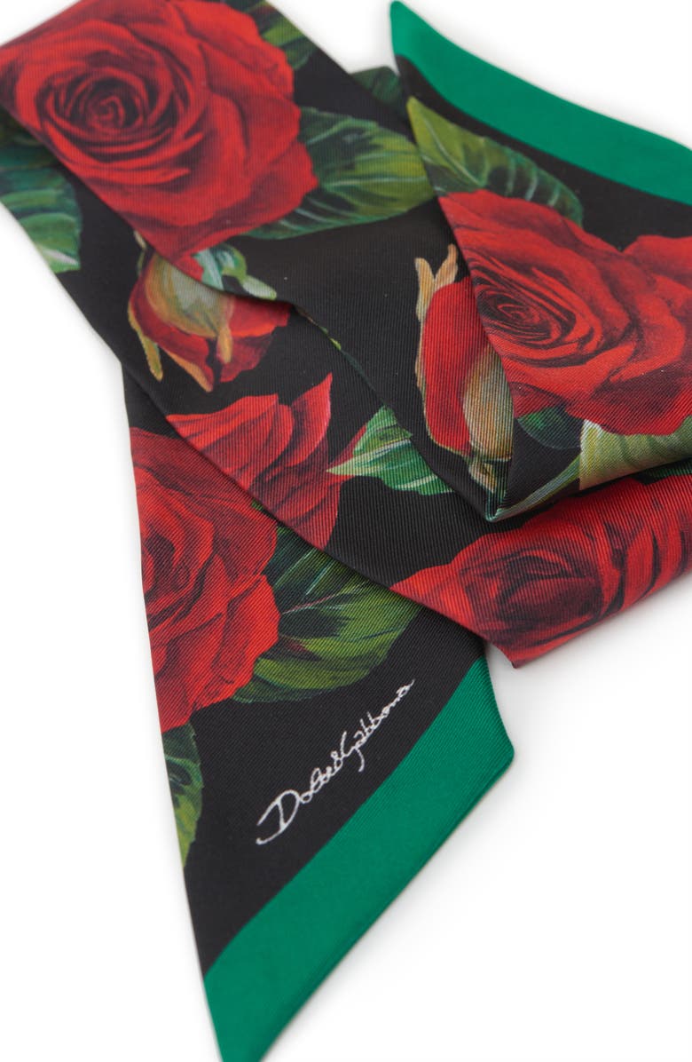 Dolce&Gabbana Flowers Silk Twill Scarf, Alternate, color, 