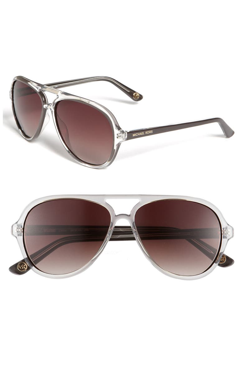 57mm Aviator Sunglasses, Main, color, BROWN