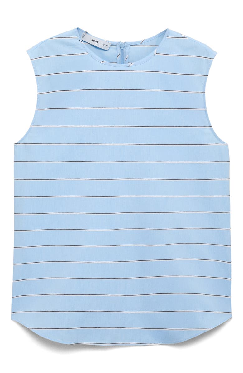 MANGO Striped Cotton Top, Alternate, color, Sky Blue