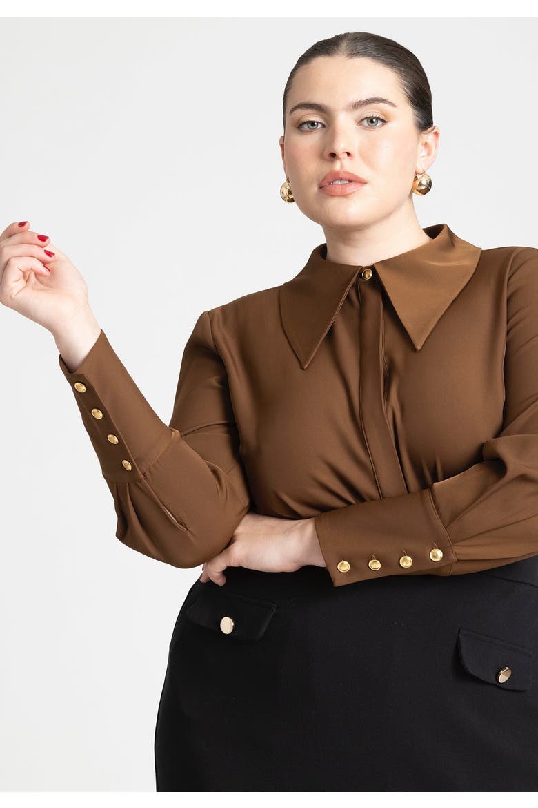 Pointed Collar Button Up Shirt, Main, color, MOSS GREEN