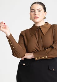 ELOQUII Pointed Collar Button Up Shirt