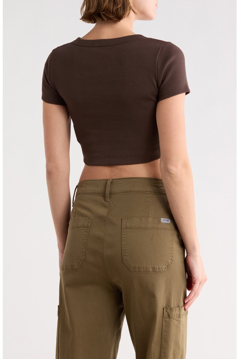 Ribbed Crop T-Shirt, Alternate, color, SEAL BROWN